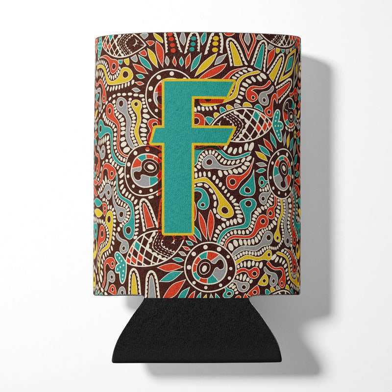 Letter F Retro Tribal Alphabet Initial Can or Bottle Hugger CJ2013-FCC