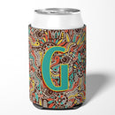 Letter G Retro Tribal Alphabet Initial Can or Bottle Hugger Cooler Sleeve for Standard 12 oz Cans, Insulated Foam Beer & Soda Can Hugger Reusable