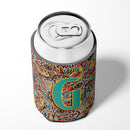 Letter G Retro Tribal Alphabet Initial Can or Bottle Hugger Cooler Sleeve for Standard 12 oz Cans, Insulated Foam Beer & Soda Can Hugger Reusable
