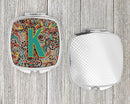 Letter K Retro Tribal Alphabet Initial Compact Mirror Decorative Travel Makeup Mirror for Women Girls Gifts Pocket Makeup Mirror Folding Handheld