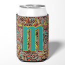 Letter M Retro Tribal Alphabet Initial Can or Bottle Hugger Cooler Sleeve for Standard 12 oz Cans, Insulated Foam Beer & Soda Can Hugger Reusable