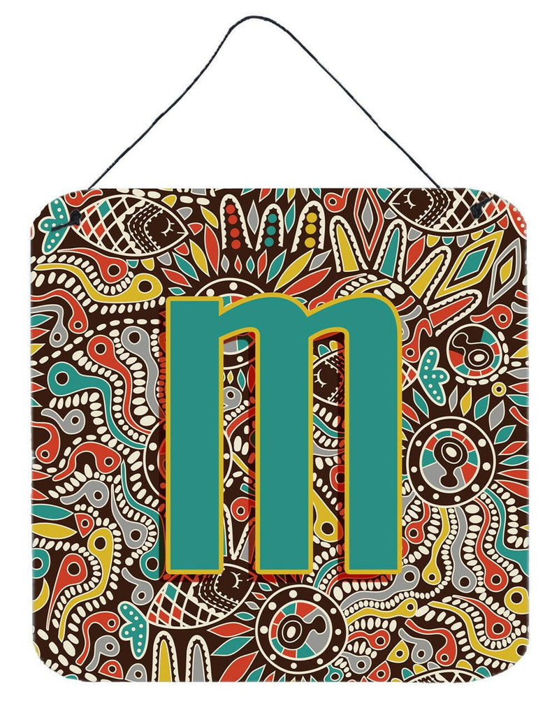 Letter M Retro Tribal Alphabet Initial Wall or Door Hanging Prints CJ2013-MDS66