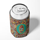 Letter O Retro Tribal Alphabet Initial Can or Bottle Hugger Cooler Sleeve for Standard 12 oz Cans, Insulated Foam Beer & Soda Can Hugger Reusable