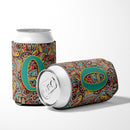 Letter O Retro Tribal Alphabet Initial Can or Bottle Hugger Cooler Sleeve for Standard 12 oz Cans, Insulated Foam Beer & Soda Can Hugger Reusable