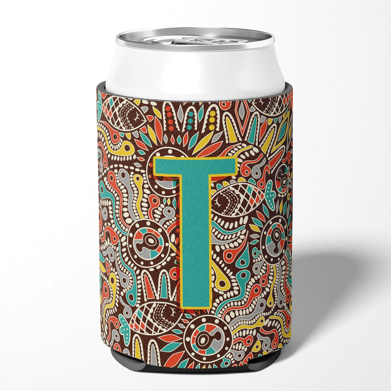 Letter T Retro Tribal Alphabet Initial Can or Bottle Hugger CJ2013-TCC