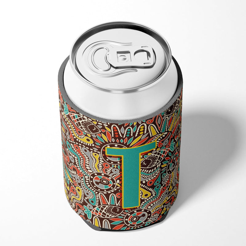 Letter T Retro Tribal Alphabet Initial Can or Bottle Hugger CJ2013-TCC