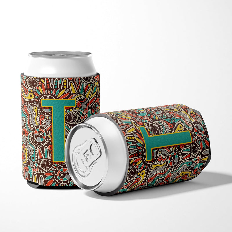 Letter T Retro Tribal Alphabet Initial Can or Bottle Hugger CJ2013-TCC