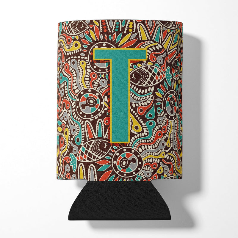 Letter T Retro Tribal Alphabet Initial Can or Bottle Hugger CJ2013-TCC