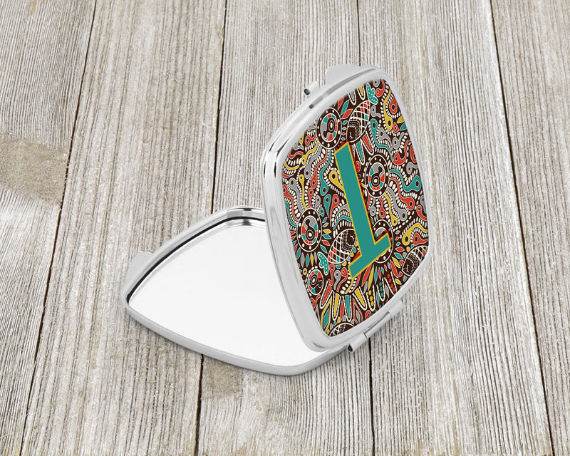 Letter T Retro Tribal Alphabet Initial Compact Mirror CJ2013-TSCM