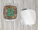 Letter U Retro Tribal Alphabet Initial Compact Mirror Decorative Travel Makeup Mirror for Women Girls Gifts Pocket Makeup Mirror Folding Handheld