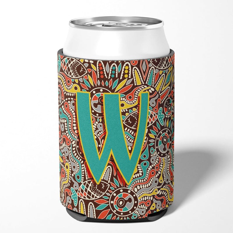 Letter W Retro Tribal Alphabet Initial Can or Bottle Hugger CJ2013-WCC