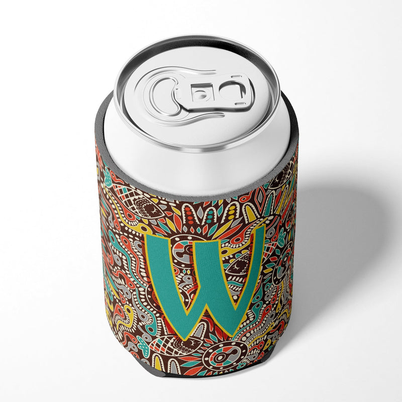 Letter W Retro Tribal Alphabet Initial Can or Bottle Hugger CJ2013-WCC