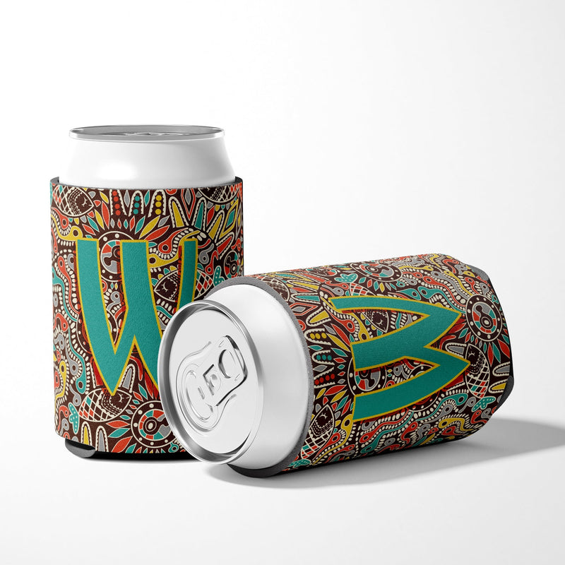 Letter W Retro Tribal Alphabet Initial Can or Bottle Hugger CJ2013-WCC