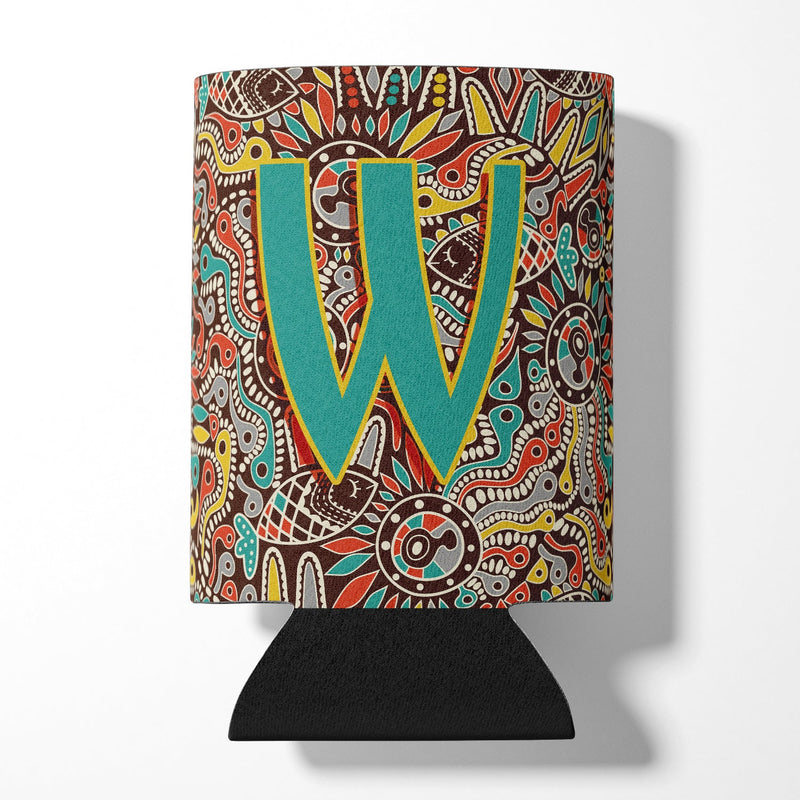 Letter W Retro Tribal Alphabet Initial Can or Bottle Hugger CJ2013-WCC