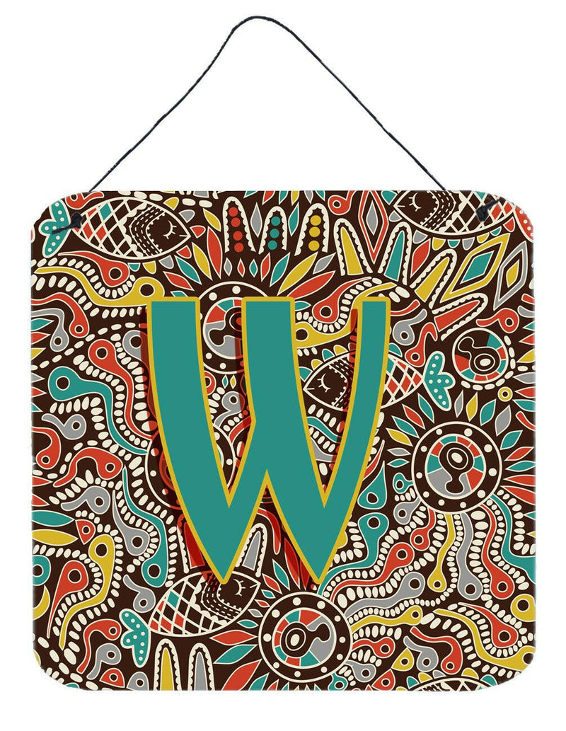 Letter W Retro Tribal Alphabet Initial Wall or Door Hanging Prints CJ2013-WDS66