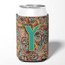 Letter Y Retro Tribal Alphabet Initial Can or Bottle Hugger Cooler Sleeve for Standard 12 oz Cans, Insulated Foam Beer & Soda Can Hugger Reusable