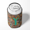 Letter Y Retro Tribal Alphabet Initial Can or Bottle Hugger Cooler Sleeve for Standard 12 oz Cans, Insulated Foam Beer & Soda Can Hugger Reusable