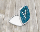 Letter A Sea Doodles Initial Alphabet Compact Mirror Decorative Travel Makeup Mirror for Women Girls Gifts Pocket Makeup Mirror Folding Handheld