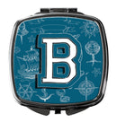 Letter B Sea Doodles Initial Alphabet Compact Mirror Decorative Travel Makeup Mirror for Women Girls Gifts Pocket Makeup Mirror Folding Handheld