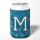 Letter M Sea Doodles Initial Alphabet Can or Bottle Hugger Cooler Sleeve for Standard 12 oz Cans, Insulated Foam Beer & Soda Can Hugger Reusable