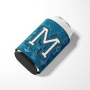 Letter M Sea Doodles Initial Alphabet Can or Bottle Hugger Cooler Sleeve for Standard 12 oz Cans, Insulated Foam Beer & Soda Can Hugger Reusable