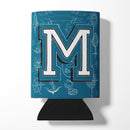Letter M Sea Doodles Initial Alphabet Can or Bottle Hugger Cooler Sleeve for Standard 12 oz Cans, Insulated Foam Beer & Soda Can Hugger Reusable