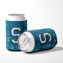 Letter S Sea Doodles Initial Alphabet Can or Bottle Hugger Cooler Sleeve for Standard 12 oz Cans, Insulated Foam Beer & Soda Can Hugger Reusable