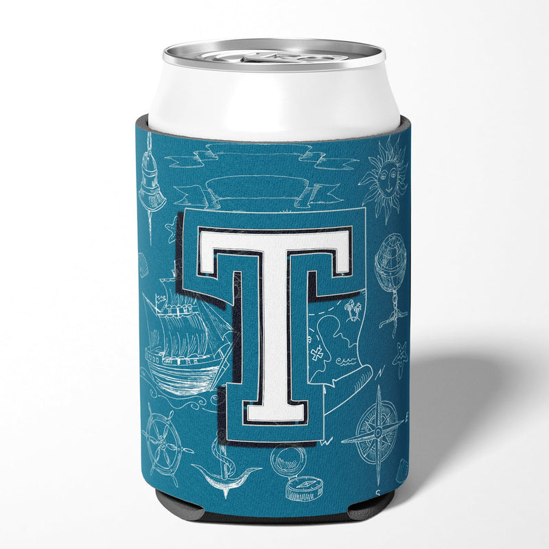 Letter T Sea Doodles Initial Alphabet Can or Bottle Hugger CJ2014-TCC