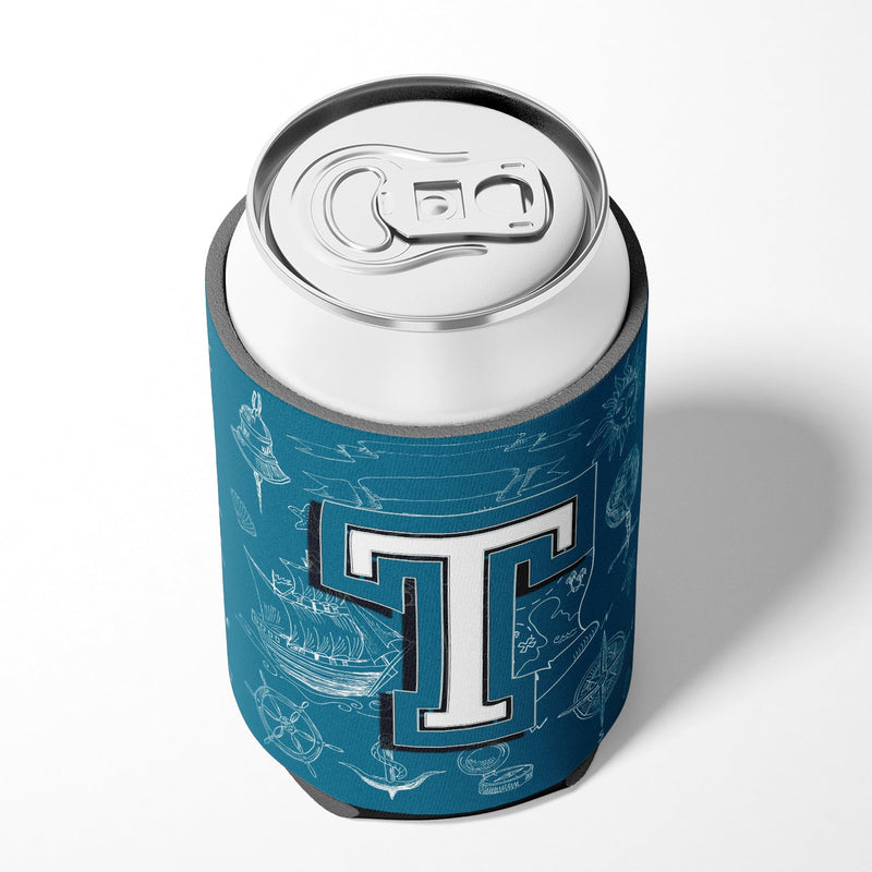 Letter T Sea Doodles Initial Alphabet Can or Bottle Hugger CJ2014-TCC