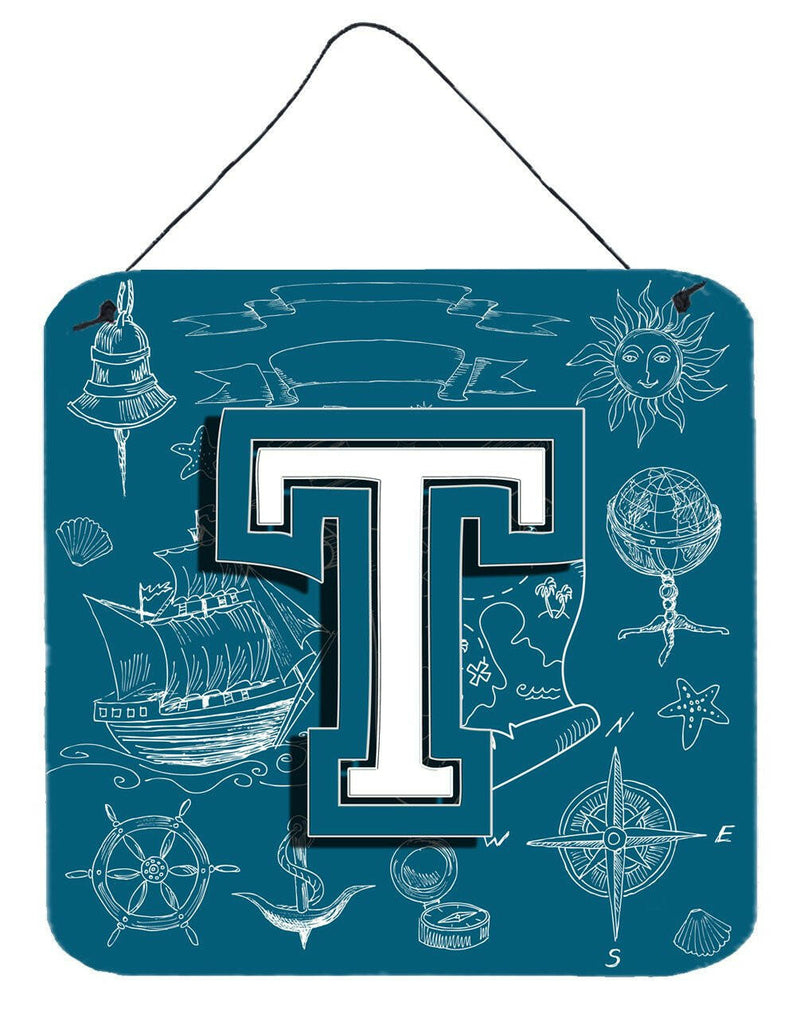 Letter T Sea Doodles Initial Alphabet Wall or Door Hanging Prints CJ2014-TDS66