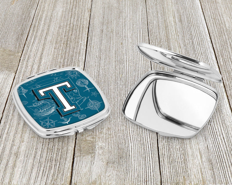 Letter T Sea Doodles Initial Alphabet Compact Mirror CJ2014-TSCM