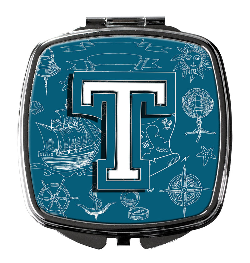 Letter T Sea Doodles Initial Alphabet Compact Mirror CJ2014-TSCM