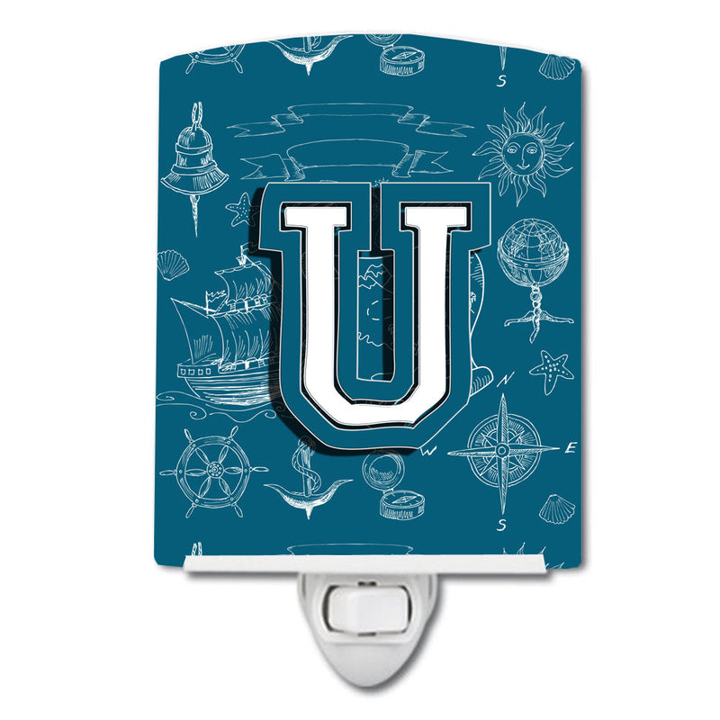 Letter U Sea Doodles Initial Alphabet Ceramic Night Light CJ2014-UCNL