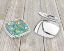 Letter A Circle Circle Teal Initial Alphabet Compact Mirror Decorative Travel Makeup Mirror for Women Girls Gifts Pocket Makeup Mirror Folding Handheld
