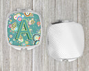 Letter A Circle Circle Teal Initial Alphabet Compact Mirror Decorative Travel Makeup Mirror for Women Girls Gifts Pocket Makeup Mirror Folding Handheld