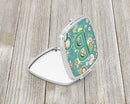 Letter B Circle Circle Teal Initial Alphabet Compact Mirror Decorative Travel Makeup Mirror for Women Girls Gifts Pocket Makeup Mirror Folding Handheld