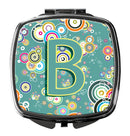 Letter B Circle Circle Teal Initial Alphabet Compact Mirror Decorative Travel Makeup Mirror for Women Girls Gifts Pocket Makeup Mirror Folding Handheld