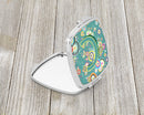 Letter C Circle Circle Teal Initial Alphabet Compact Mirror Decorative Travel Makeup Mirror for Women Girls Gifts Pocket Makeup Mirror Folding Handheld