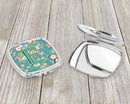 Letter E Circle Circle Teal Initial Alphabet Compact Mirror Decorative Travel Makeup Mirror for Women Girls Gifts Pocket Makeup Mirror Folding Handheld