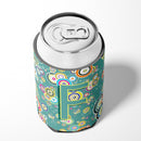 Letter F Circle Circle Teal Initial Alphabet Can or Bottle Hugger Cooler Sleeve for Standard 12 oz Cans, Insulated Foam Beer & Soda Can Hugger Reusable