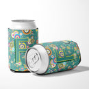 Letter F Circle Circle Teal Initial Alphabet Can or Bottle Hugger Cooler Sleeve for Standard 12 oz Cans, Insulated Foam Beer & Soda Can Hugger Reusable