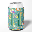Letter H Circle Circle Teal Initial Alphabet Can or Bottle Hugger Cooler Sleeve for Standard 12 oz Cans, Insulated Foam Beer & Soda Can Hugger Reusable