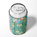 Letter H Circle Circle Teal Initial Alphabet Can or Bottle Hugger Cooler Sleeve for Standard 12 oz Cans, Insulated Foam Beer & Soda Can Hugger Reusable