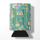 Letter H Circle Circle Teal Initial Alphabet Can or Bottle Hugger Cooler Sleeve for Standard 12 oz Cans, Insulated Foam Beer & Soda Can Hugger Reusable