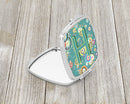 Letter H Circle Circle Teal Initial Alphabet Compact Mirror Decorative Travel Makeup Mirror for Women Girls Gifts Pocket Makeup Mirror Folding Handheld