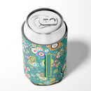 Letter I Circle Circle Teal Initial Alphabet Can or Bottle Hugger Cooler Sleeve for Standard 12 oz Cans, Insulated Foam Beer & Soda Can Hugger Reusable