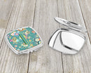Letter I Circle Circle Teal Initial Alphabet Compact Mirror Decorative Travel Makeup Mirror for Women Girls Gifts Pocket Makeup Mirror Folding Handheld