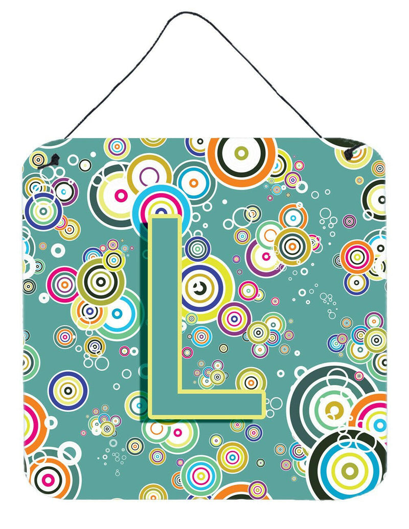 Letter L Circle Circle Teal Initial Alphabet Wall or Door Hanging Prints CJ2015-LDS66