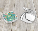 Letter O Circle Circle Teal Initial Alphabet Compact Mirror Decorative Travel Makeup Mirror for Women Girls Gifts Pocket Makeup Mirror Folding Handheld