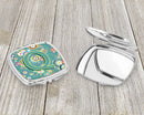 Letter Q Circle Circle Teal Initial Alphabet Compact Mirror Decorative Travel Makeup Mirror for Women Girls Gifts Pocket Makeup Mirror Folding Handheld